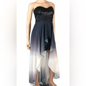 SPEECHLESS black white ombré high low dress prom formal hoco sz 7 juniors EUC